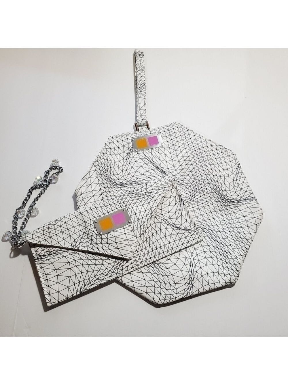 RARE Abbey Branch vinyl handbag set Karim Rashid '04 industrial crystal abstract